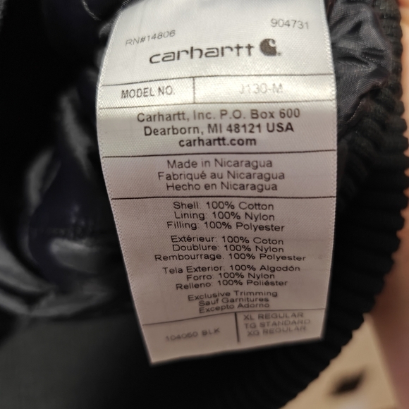 NWT Carhartt Washed Duck Insulated Jacket Mens XL Black Utility - Picture 6 of 6